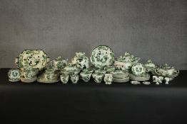 A Mason's ironstone Chartreuse pattern dinner set, comprising tureens, a jar and cover, a teapot,