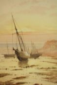 Joseph Halford Ross (1866-1909), Beached Sailing Boats, watercolour, signed lower left. H.46 W.37cm.
