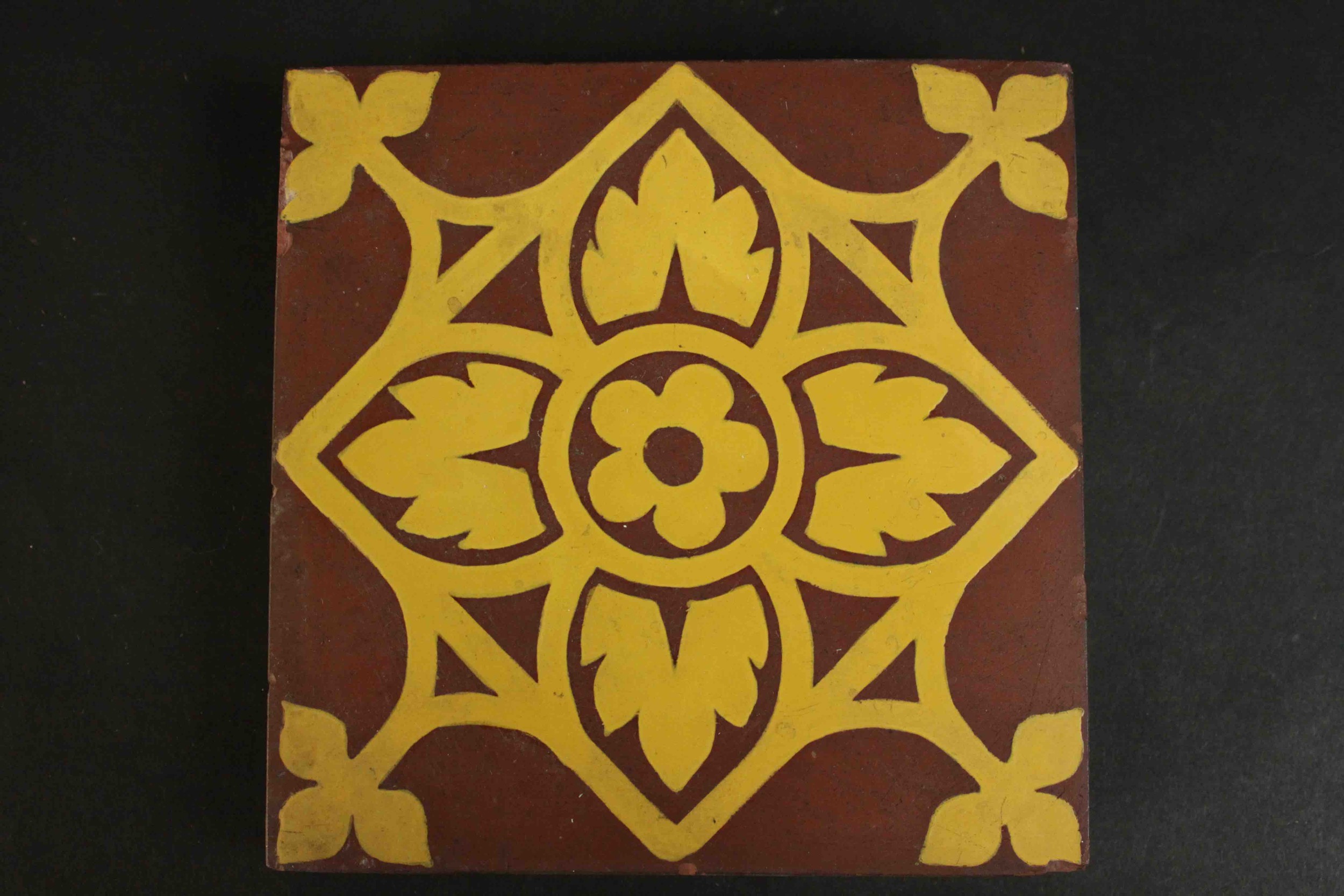 Four 19th century hand painted tiles, one by Minton, each with various designs. L.15 W.15cm. ( - Image 6 of 7