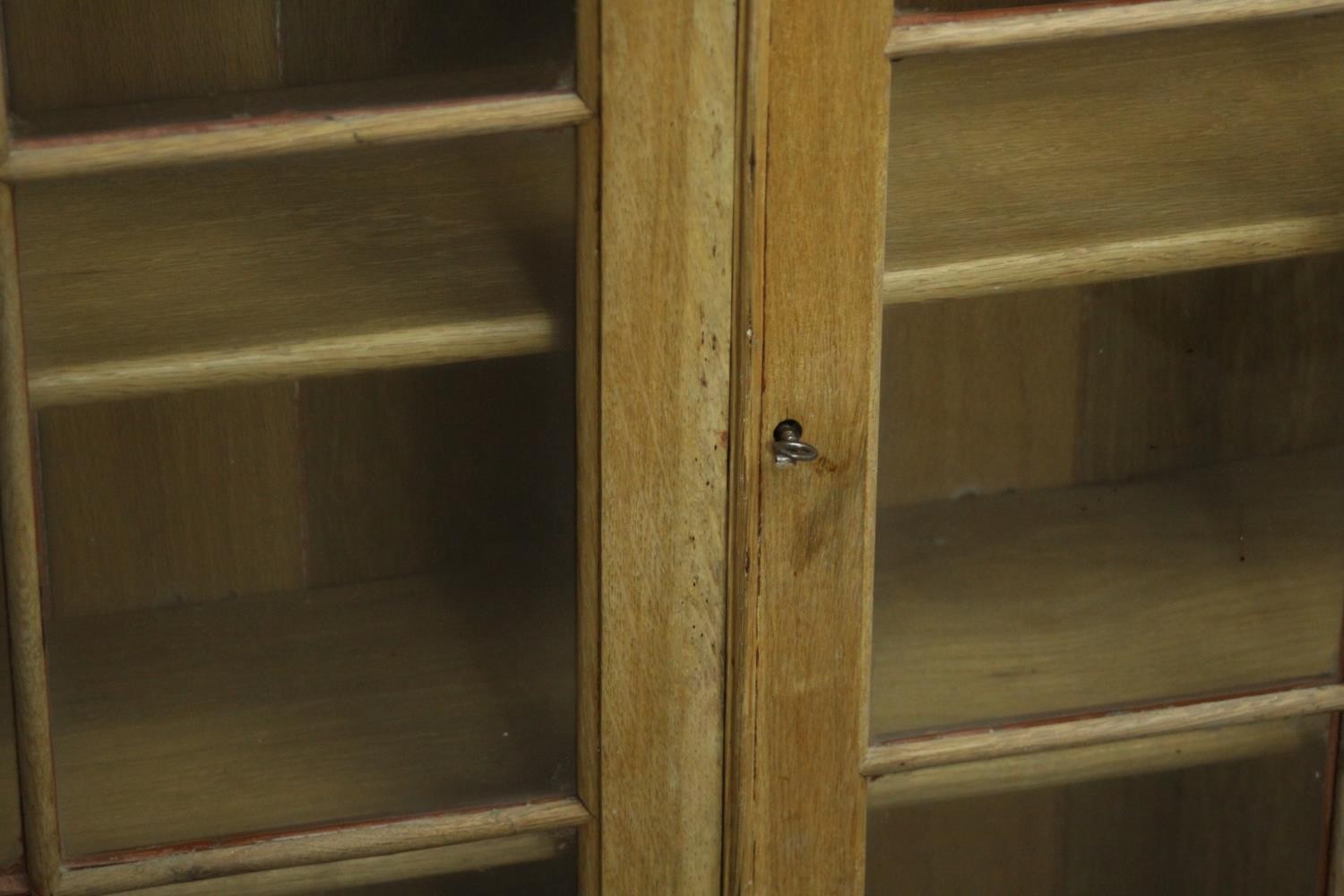 A 20th century oak bookcase section, with two glazed doors enclosing three shelves. H.102 W.92 D. - Image 6 of 6