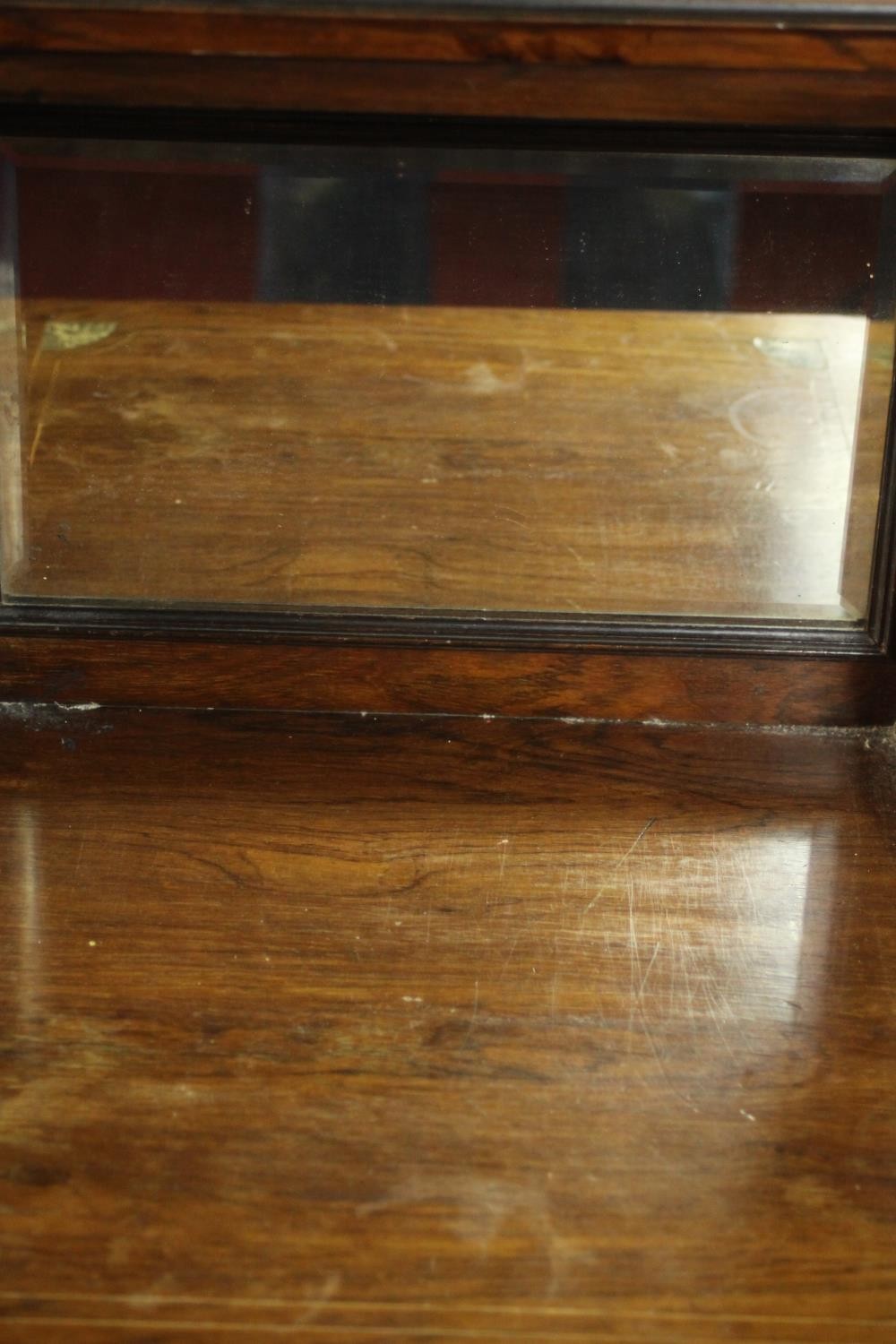 A late Victorian rosewood coal purdonium with satinwood and bone inlaid fall front revealing metal - Image 6 of 8