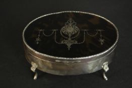 A Victorian tortoiseshell and silver velvet lined jewellery box. Hallmarked: WG for William
