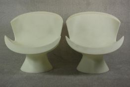 Karim Rashid for Label (Dutch), a pair of Kite chairs, white polyethylene. H.87 W.82 D.82cm.