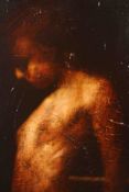 Mark Demsteader (b.1963) Kneeling Figure, oil on canvas, signed to attached paper verso. H.101 W.