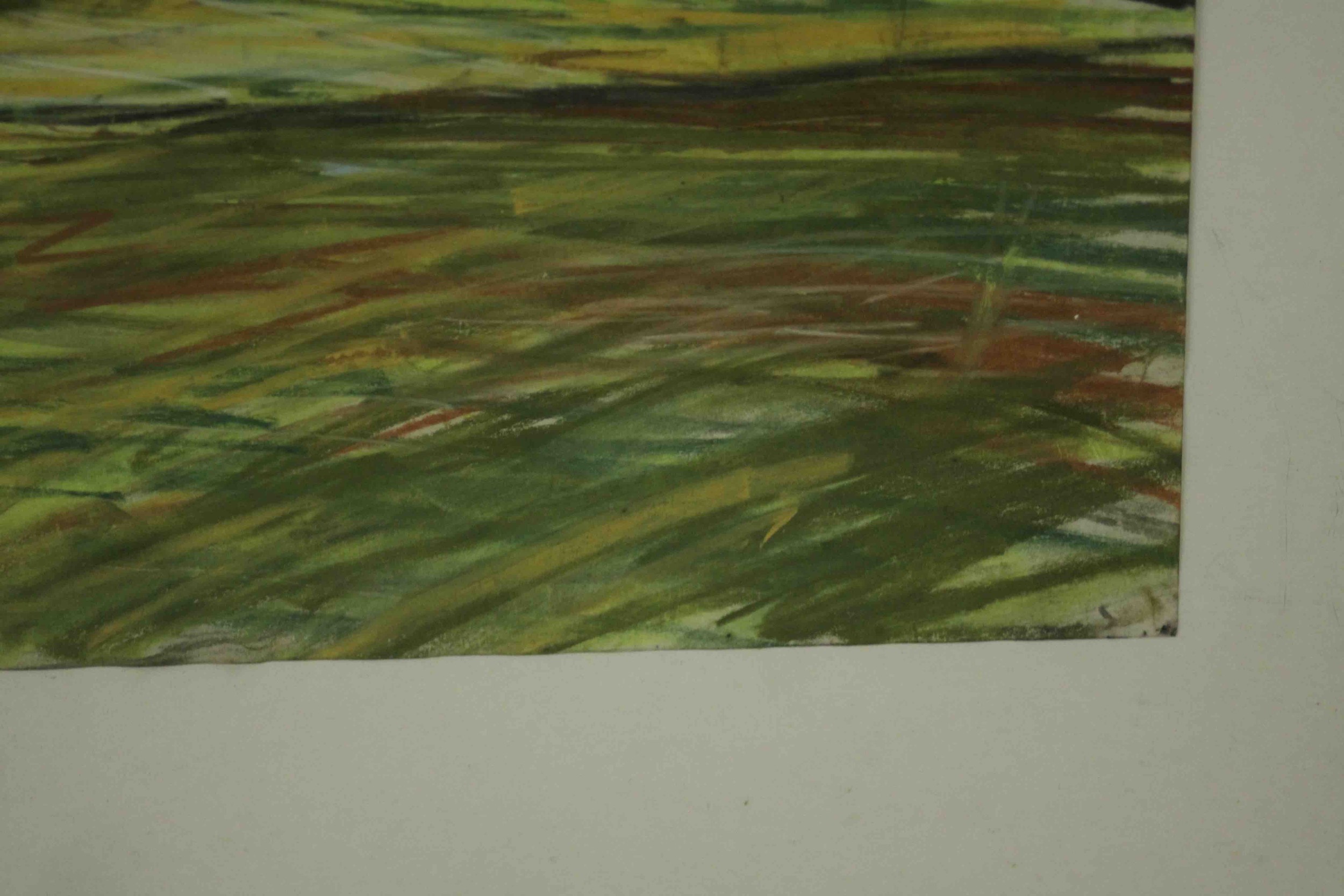 A framed and glazed oil pastel landscape, unsigned. H.56 W.46cm - Image 4 of 6