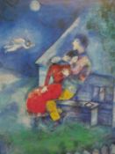 After Marc Chagall, "The Lovers", "A tribute to Marc Chagall, The Tel Aviv Museum", 1979 Offset