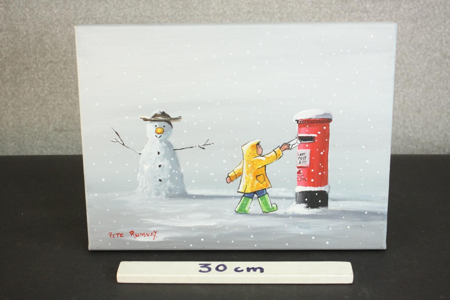 Pete Rumney (Contemporary), Letter in the Snow, November 2017, acrylic on canvas, signed lower left, - Image 3 of 6