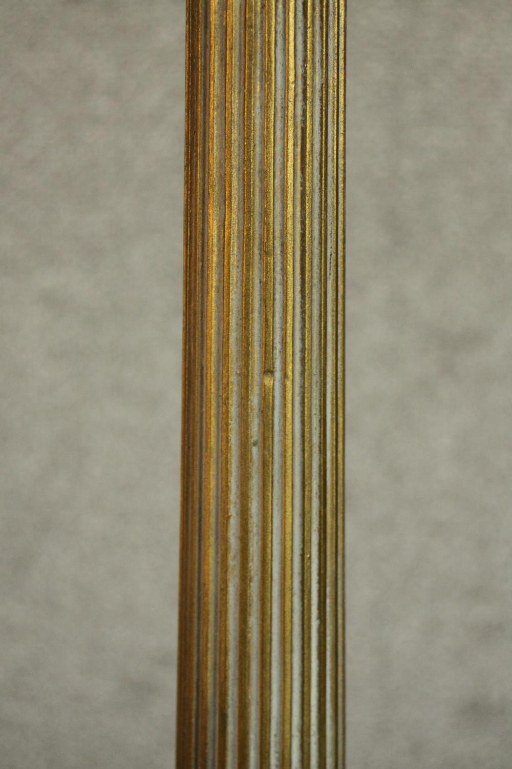 A 20th century brass table lamp of columnar form with a cast tri-form base with lion paw feet. H. - Image 5 of 5