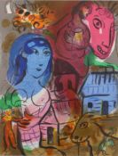 Marc Chagall, Woman with Horse, 1969 lithograph on paper printed by Mourlot, unsigned. H.46 W.38cm