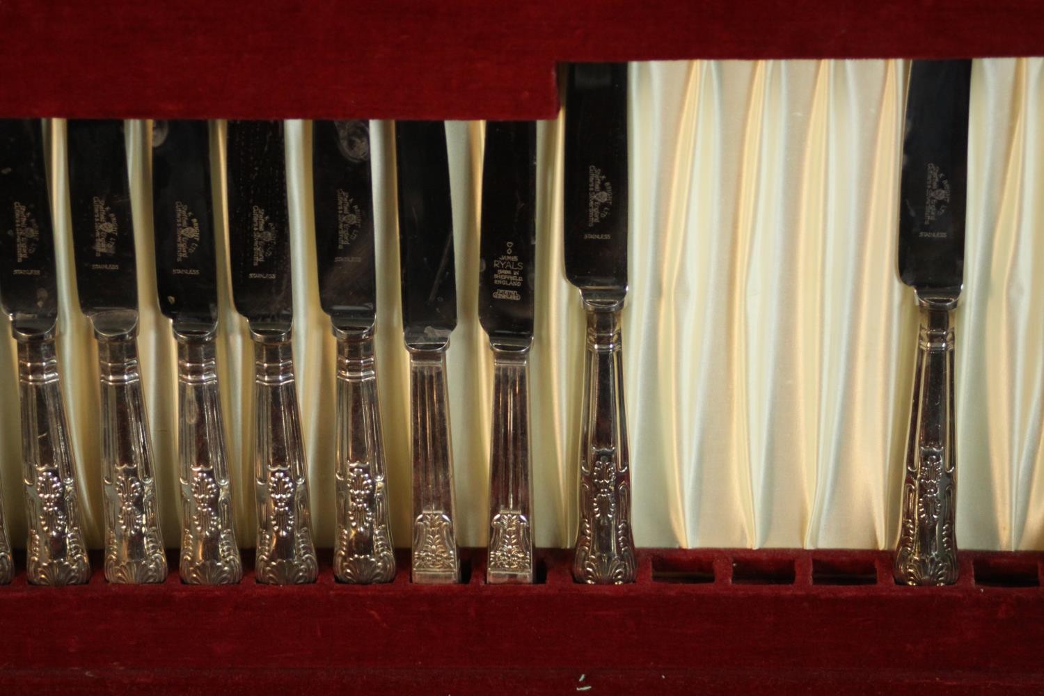 A part canteen of silver plated cutlery. H.10 W.47 D.32cm. - Image 5 of 9