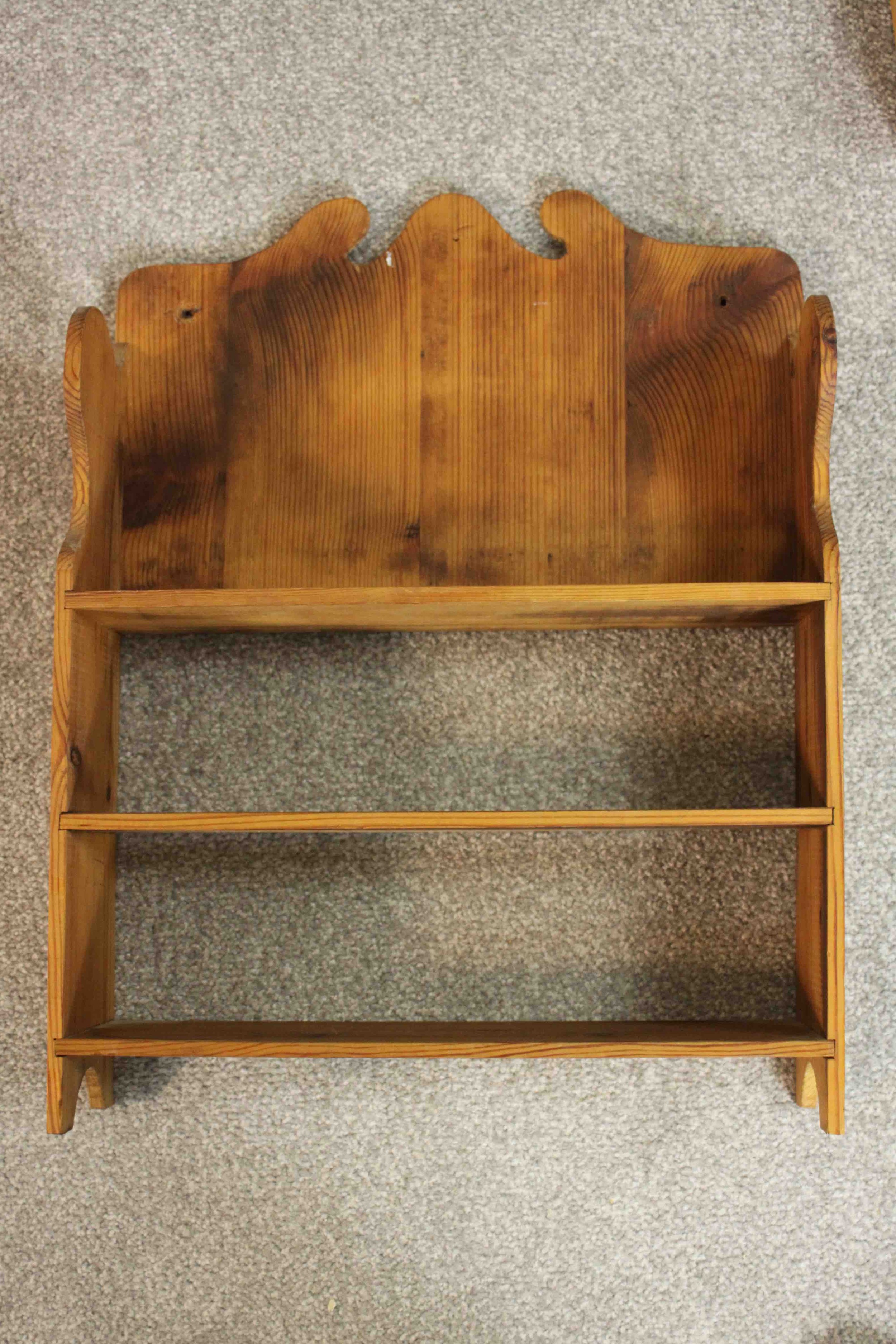 Four pine wall mounted shelving units, one with a closed back. H.64 W.34 D.10cm. - Image 4 of 10