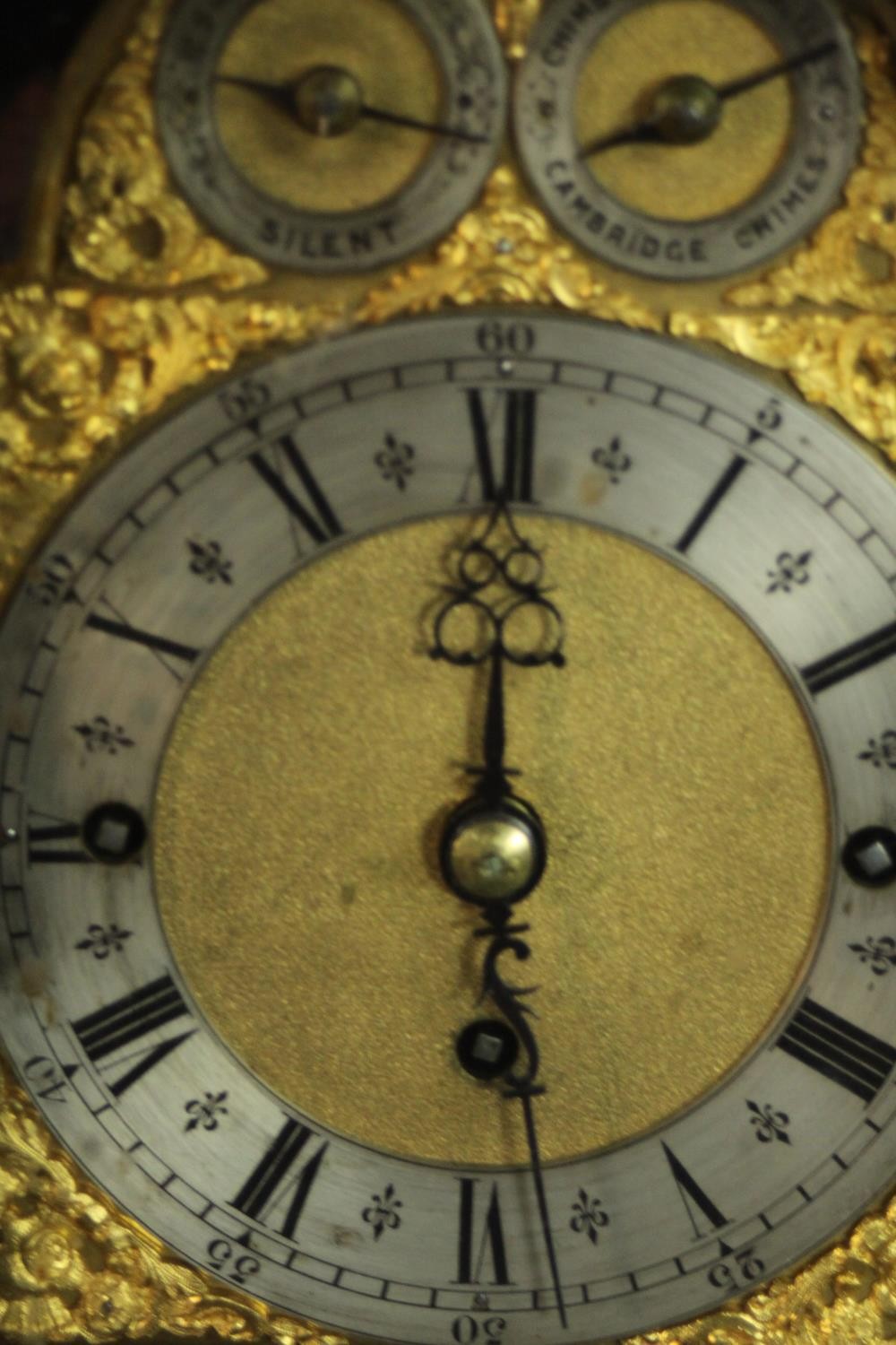 A late 19th Century George III style ebonised cased bracket clock, the arch dial incorporating a - Image 3 of 8