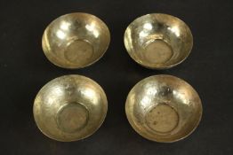 Four vintage Nigerian white metal (tests as silver) engraved finger bowls decorated with a