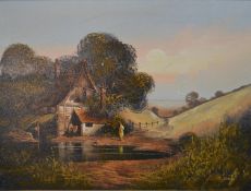 John Horsewell, 1956, oil on canvas of landscape with a cottage, signed. H.60 W.80cm