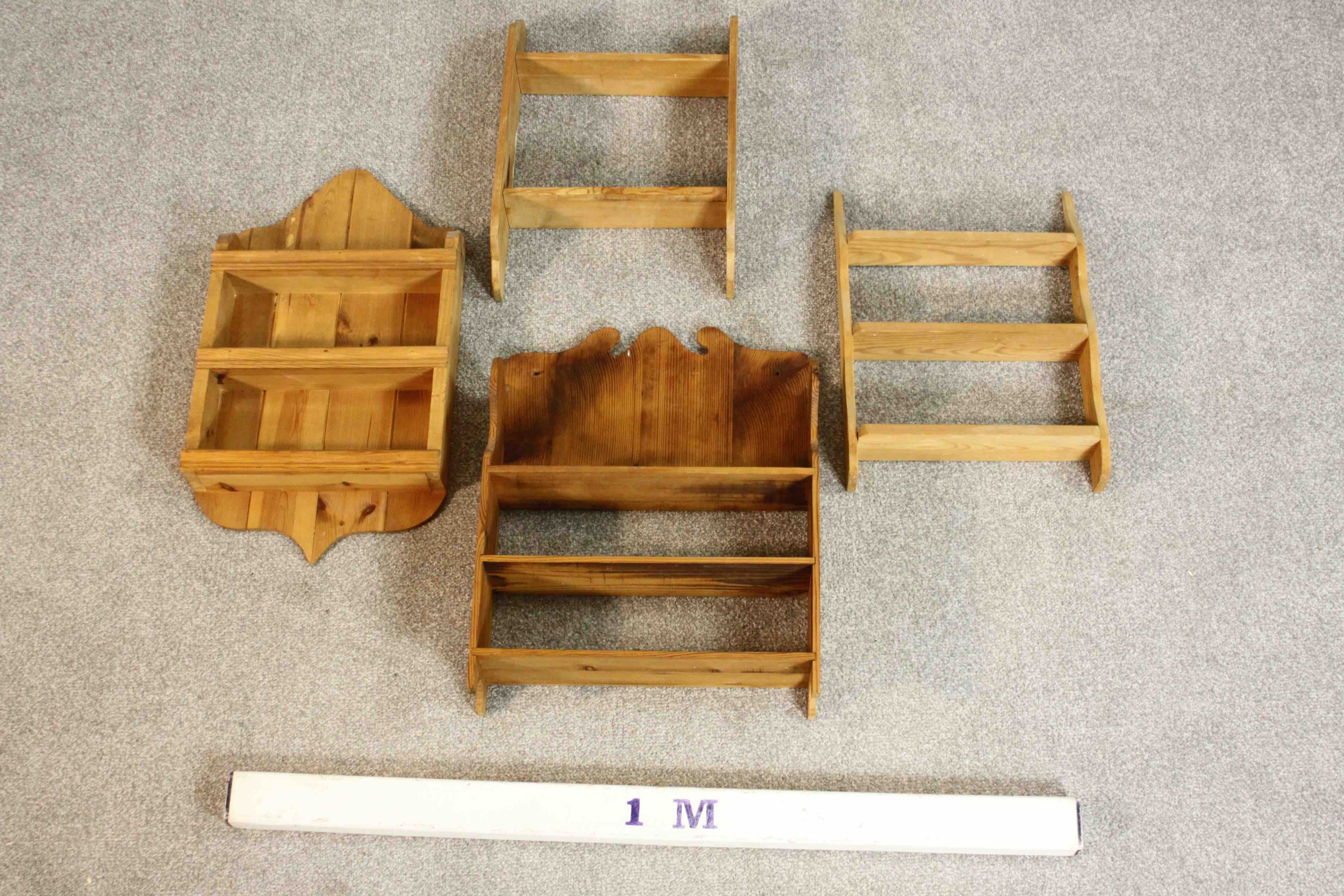 Four pine wall mounted shelving units, one with a closed back. H.64 W.34 D.10cm. - Image 2 of 10