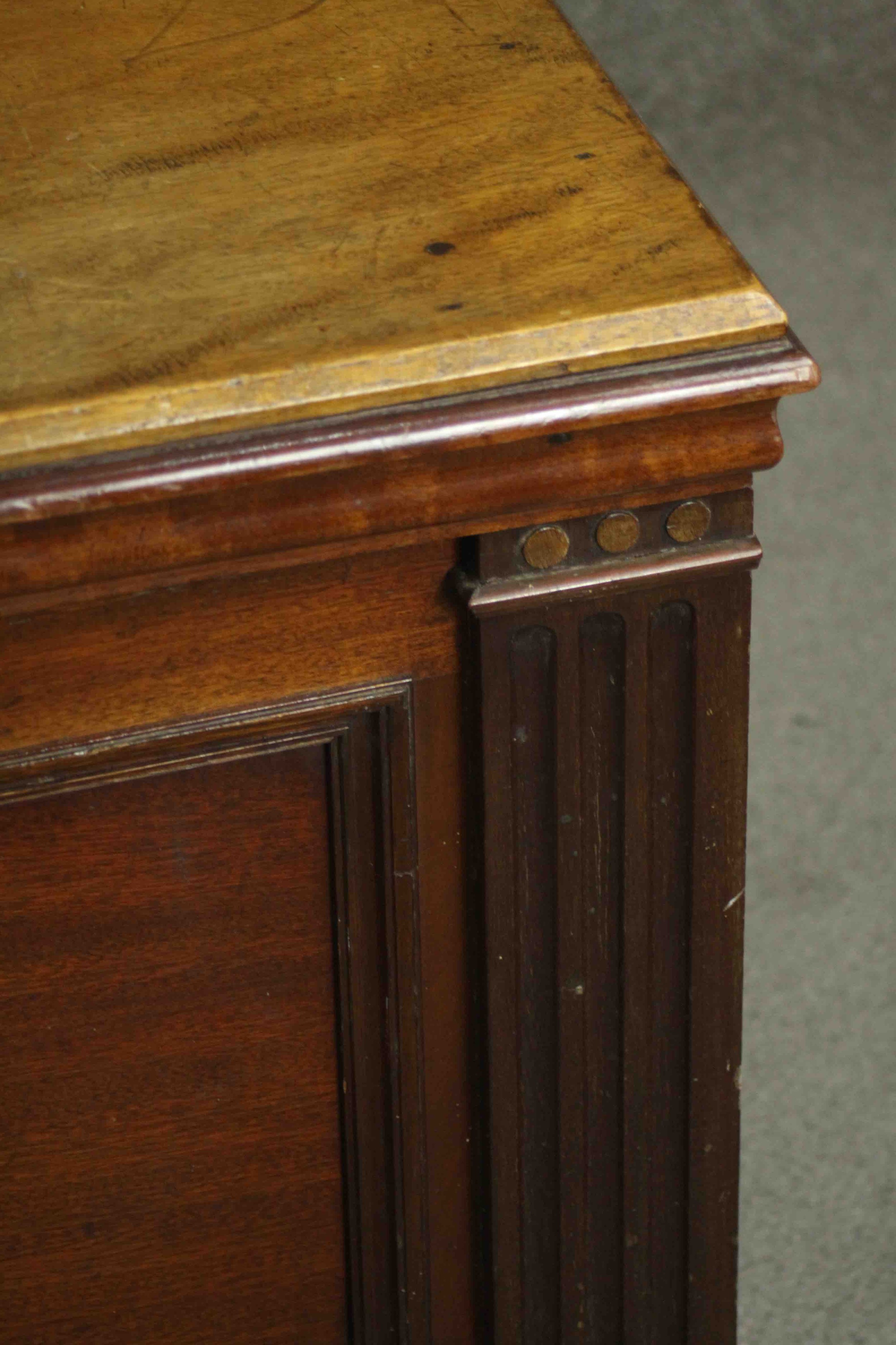 A 19th century mahogany coffer, of rectangular form, the top with a moulded edge, the panelled - Image 6 of 6