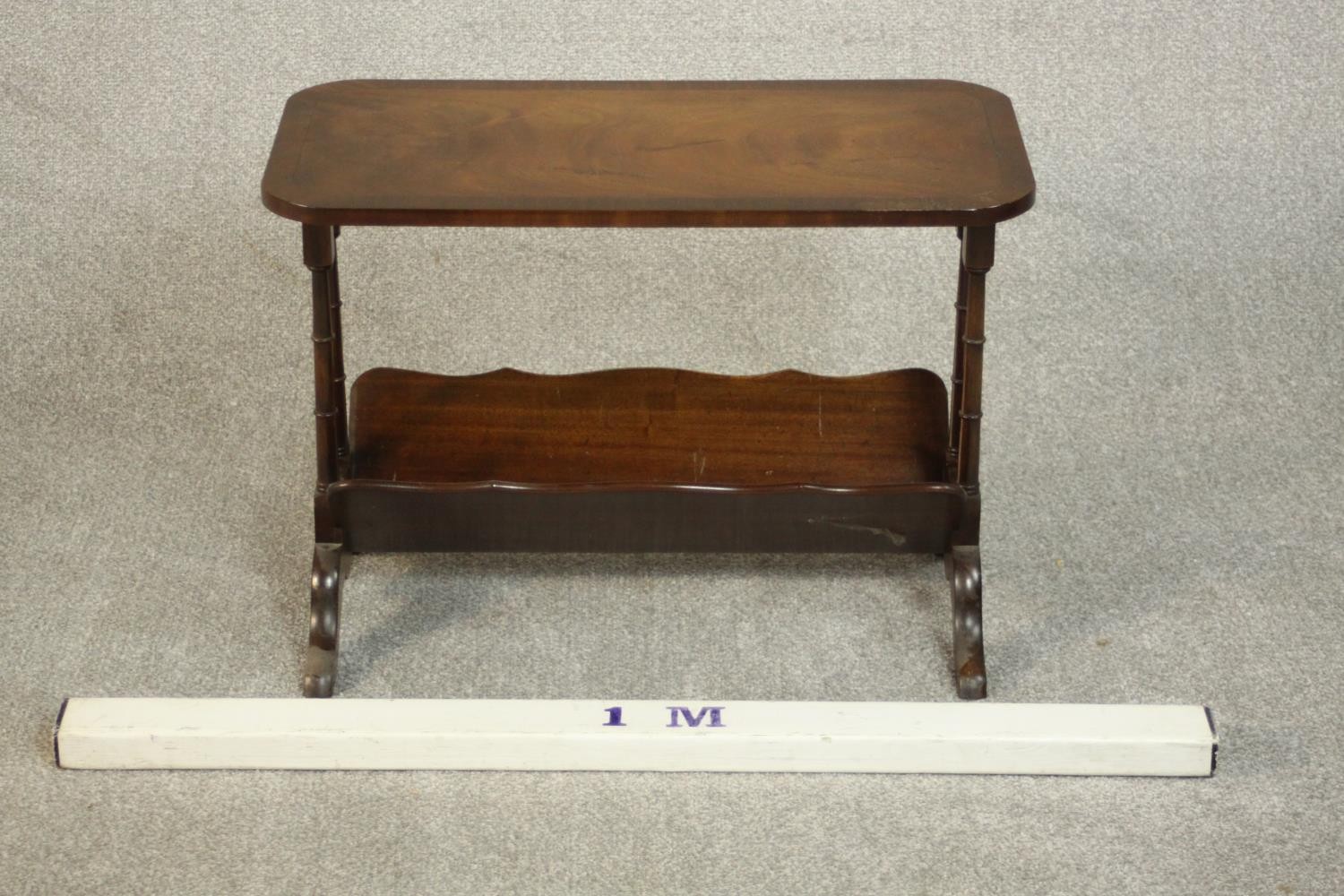 A Georgian style flame mahogany coffee table with magazine rack undertier. H.47 W.67 D.33cm. - Image 2 of 4