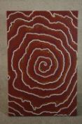 Jeremy Mudjai Devitt (Aboriginal 20th century), oil on canvas, "Sacred Mountain" inscribed to the
