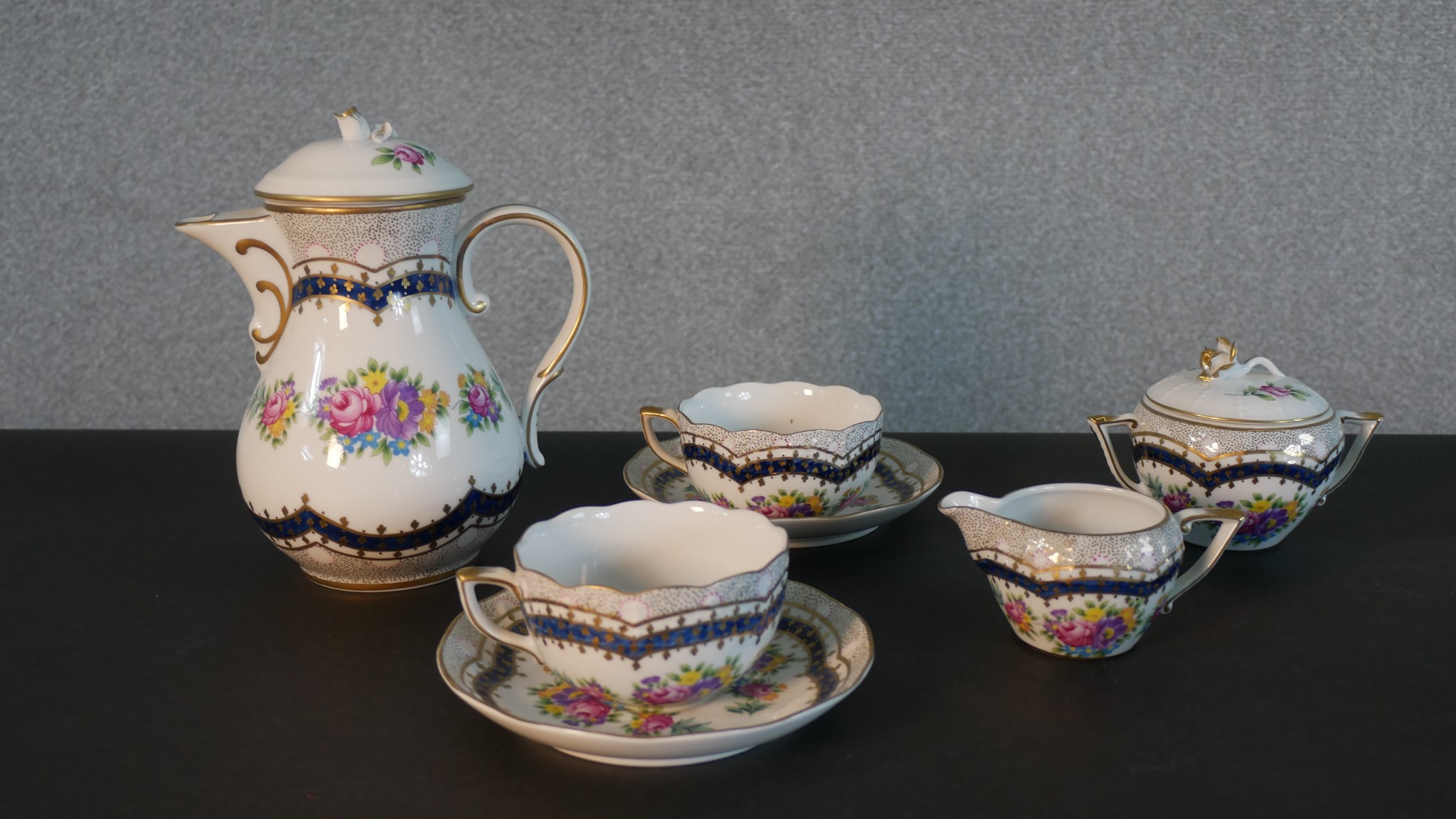 A De La Reine hand painted floral design vintage coffee set for one along with various other - Image 2 of 10