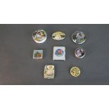 A collection of eight vintage compacts with morpho butterfly wing and metallic foil designs. H.3