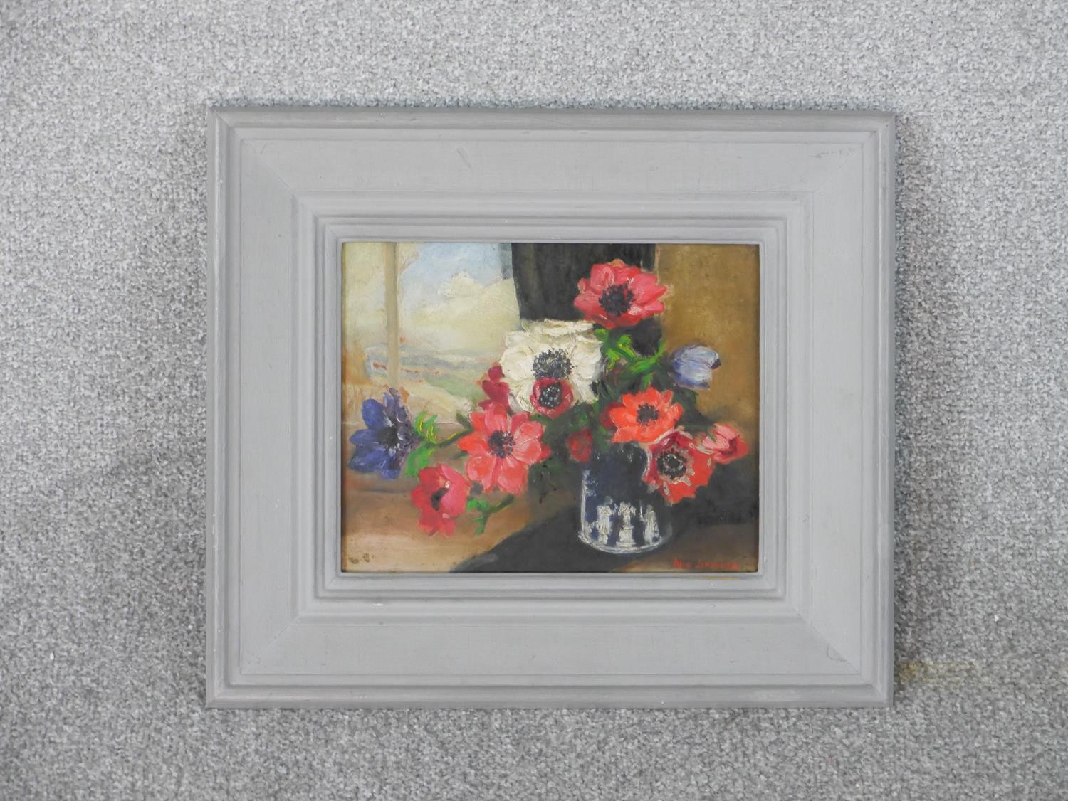 Two framed oils on canvas, one of a vase of flowers, unsigned and an 18th century oil on canvas of a - Image 3 of 9