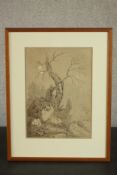 Joseph Farington (1747 - 1821), grey wash watercolour of a blasted tree in a landscape, signed. H.44