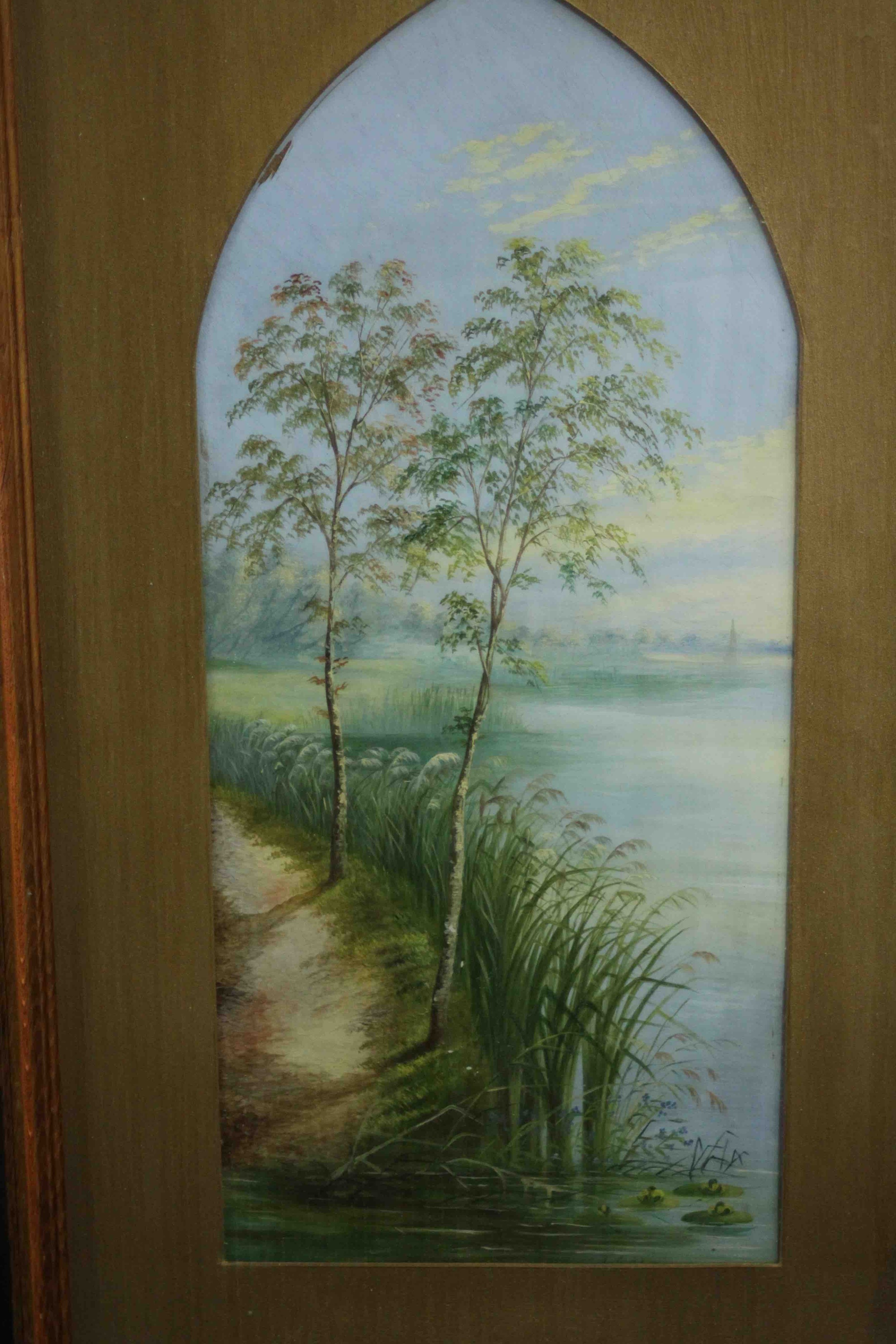 Two framed and glazed 19th century watercolours of river landscapes, unsigned. H.60 W.35cm. - Image 3 of 13