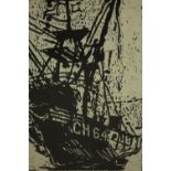 Stanley Dobbin (1932-2021), Fishing Boat woodcut, signed in pencil, artist's proof. H.65 W.56cm.