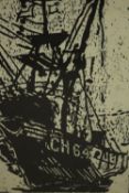 Stanley Dobbin (1932-2021), Fishing Boat woodcut, signed in pencil, artist's proof. H.65 W.56cm.