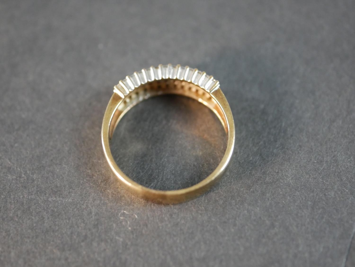 A 9 carat yellow gold diamond set dress ring, set with fifty two round eight cut diamonds with a - Image 4 of 5