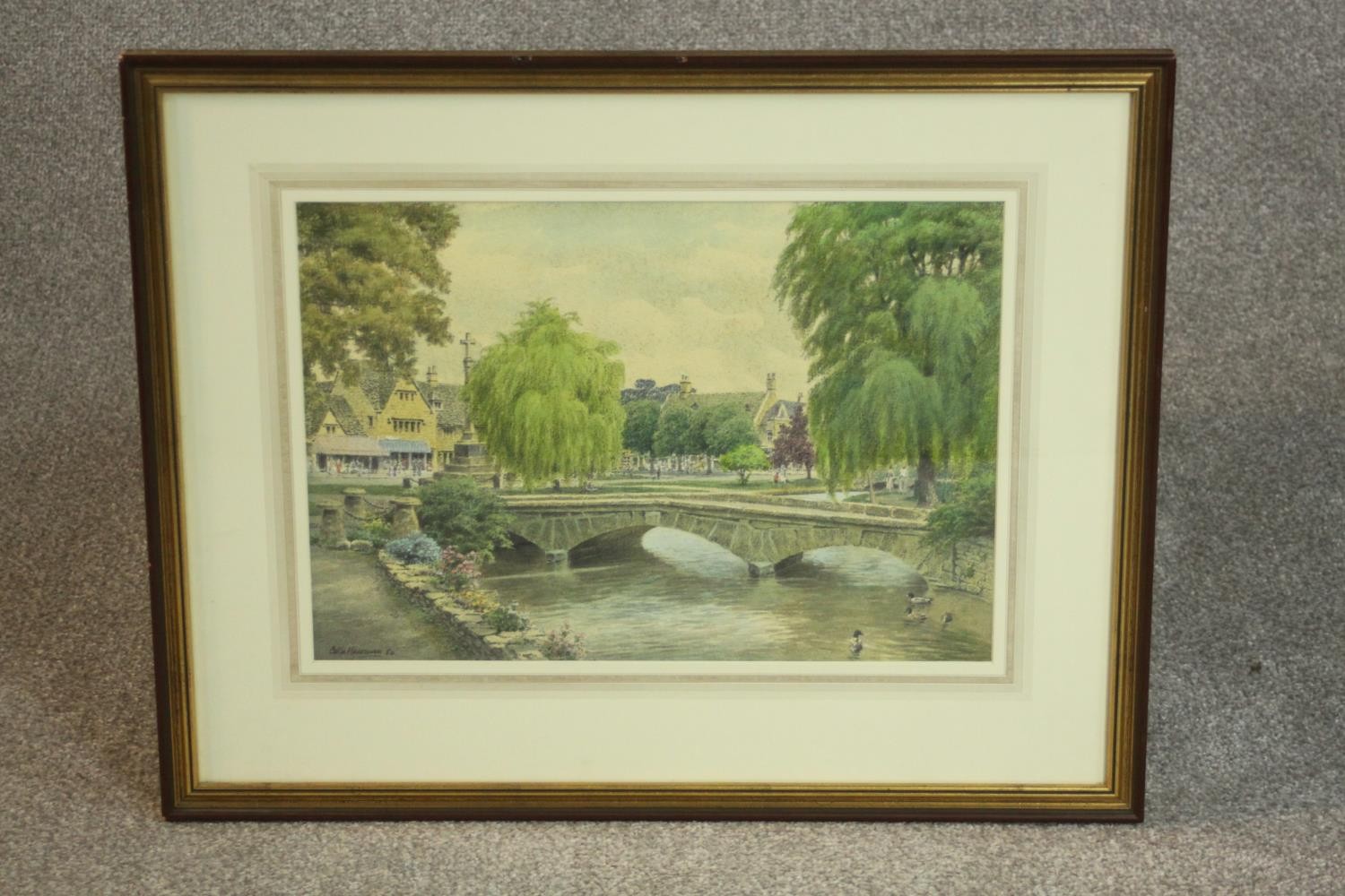 Colin Newman (b. 1923), Bridge in a Town, watercolour, signed lower left. H.48 W.60cm. - Image 2 of 4