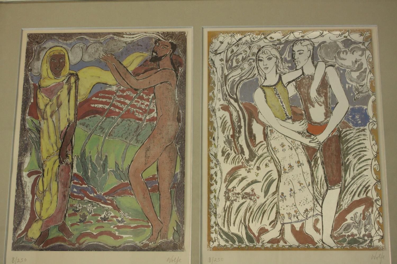 Edward Wolfe (1897-1982), six prints from the Song of Songs, signed and numbered 'Wolfe 8/250' (in - Image 4 of 9