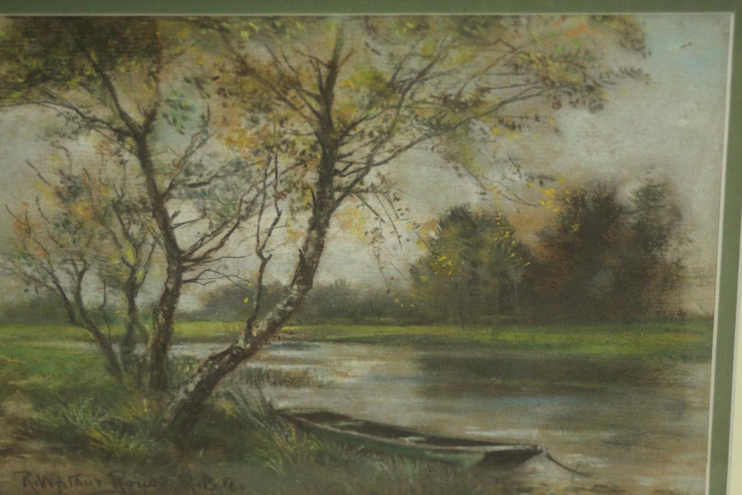 Robert William Arthur Rouse, 19th Century, a pair of pastel river landscapes, signed. H.36 W. - Image 3 of 7