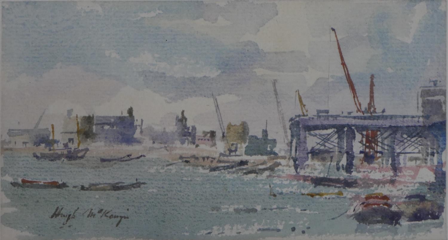 Hugh McKenzie (1909 - 2005), framed and glazed watercolour on paper, Thames, London, signed. H.23