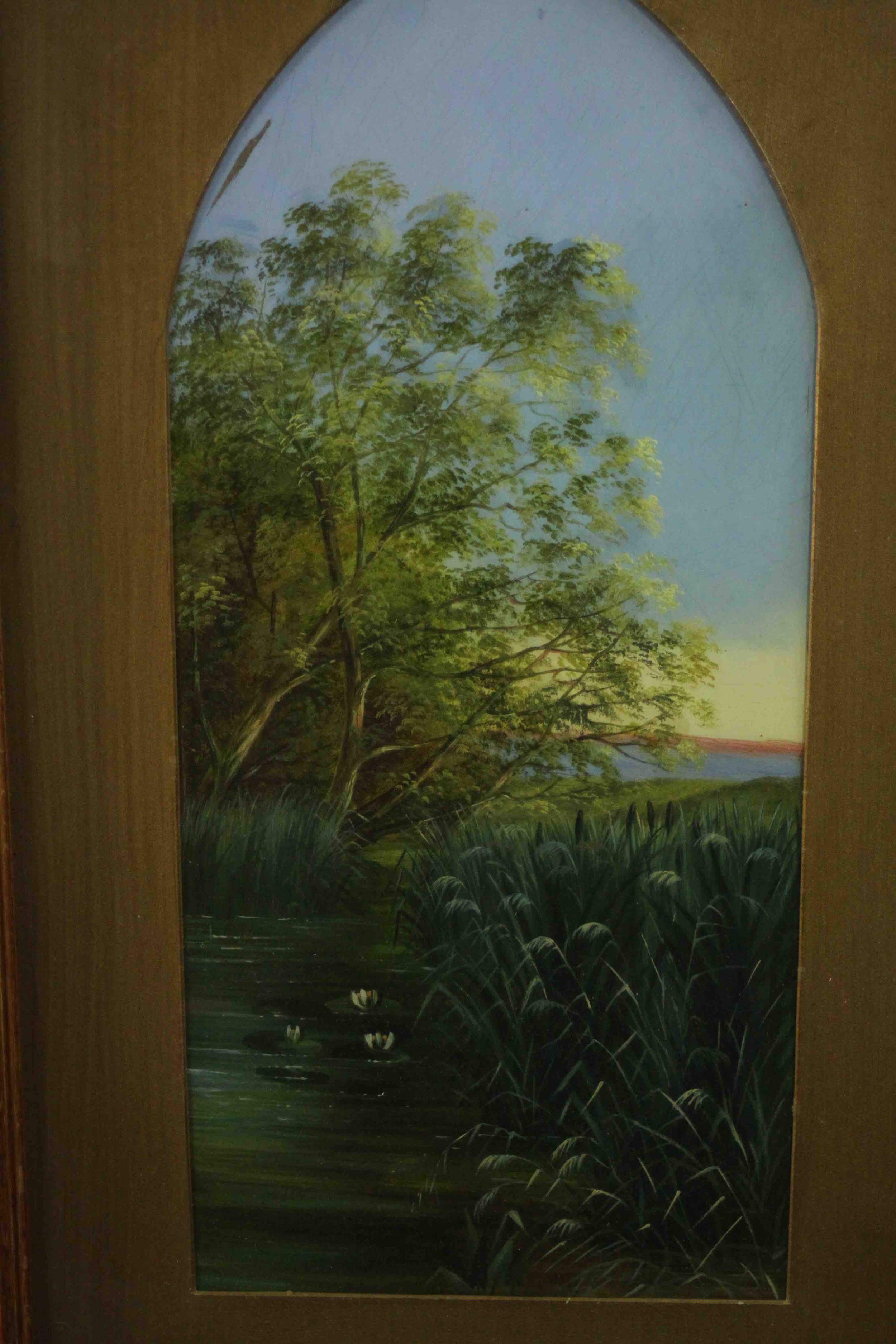 Two framed and glazed 19th century watercolours of river landscapes, unsigned. H.60 W.35cm. - Image 4 of 13