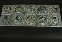 A set of ten 'Shakespeare Series' Minton's tiles, designed by John Moyr Smith, circa 1880, each