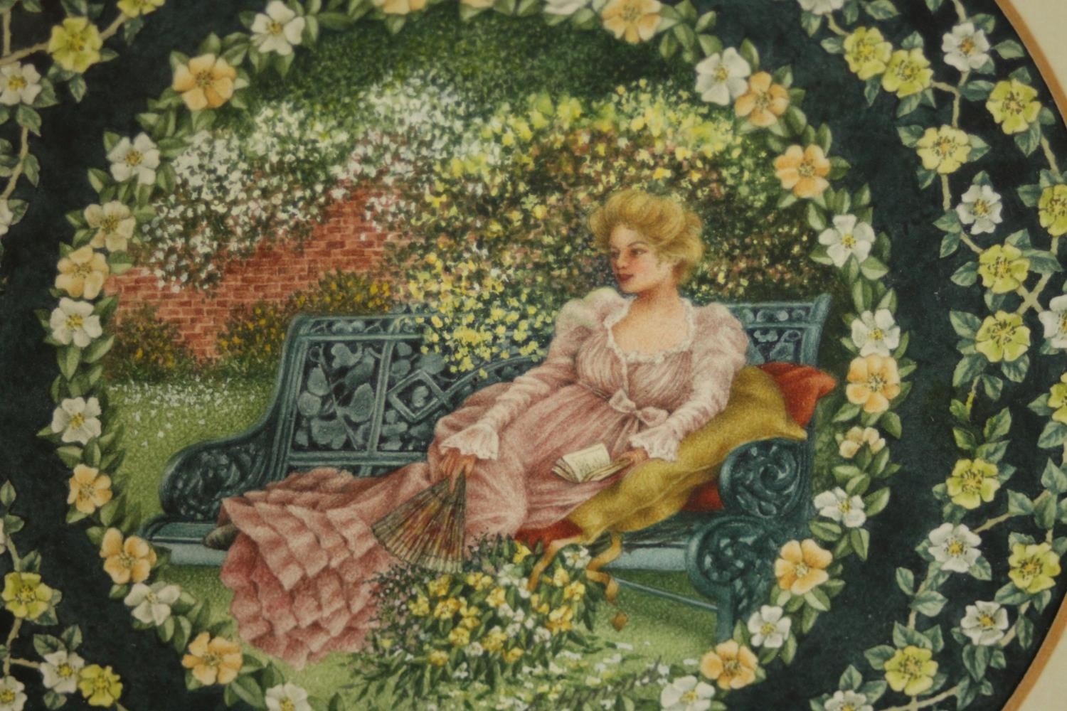 Sally Hynard (b. 1959), Roses, miniature watercolour, bearing Tudor Arts label verso. H.27 W.27cm. - Image 3 of 4
