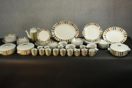 A large collection of 1963 Midwinter Mexicana pattern by Jessie Tait ceramics including tureens,