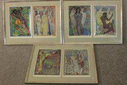 Edward Wolfe (1897-1982), six prints from the Song of Songs, signed and numbered 'Wolfe 8/250' (in