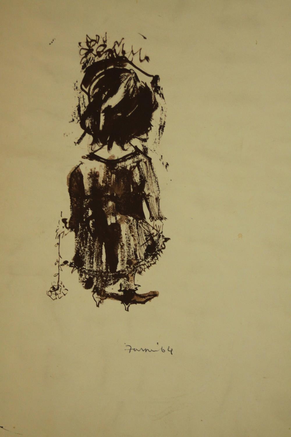 Three unframed ink drawings of figural studies, indistinctly signed. H.28 W.21cm. - Image 5 of 6