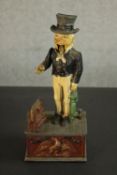 A vintage style cast iron money box in the form of Uncle Sam smoking a cigar. H.28 W.13cm.