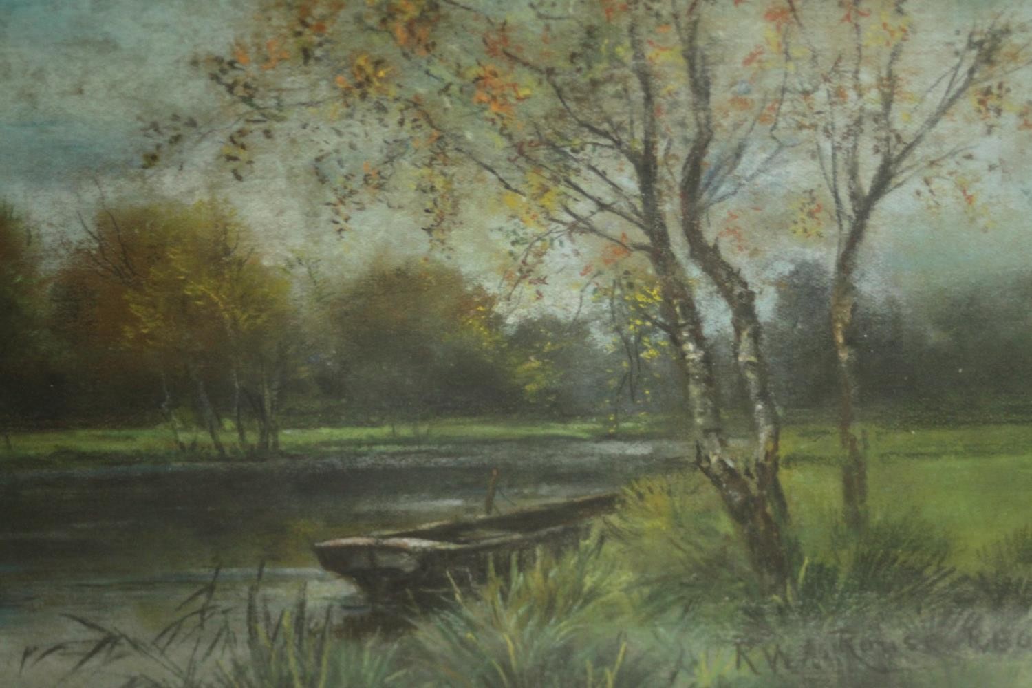 Robert William Arthur Rouse, 19th Century, a pair of pastel river landscapes, signed. H.36 W. - Image 5 of 7