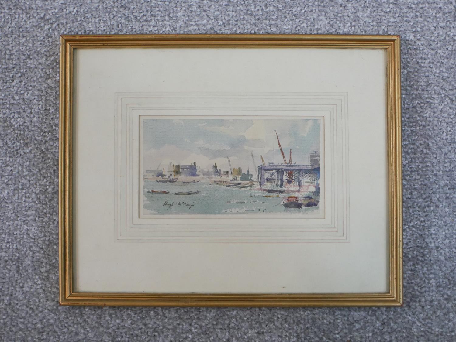 Hugh McKenzie (1909 - 2005), framed and glazed watercolour on paper, Thames, London, signed. H.23 - Image 2 of 5