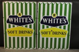 Two vintage enamel R.Whites Lemonade advertising signs. H.77 W.50cm. (each.)