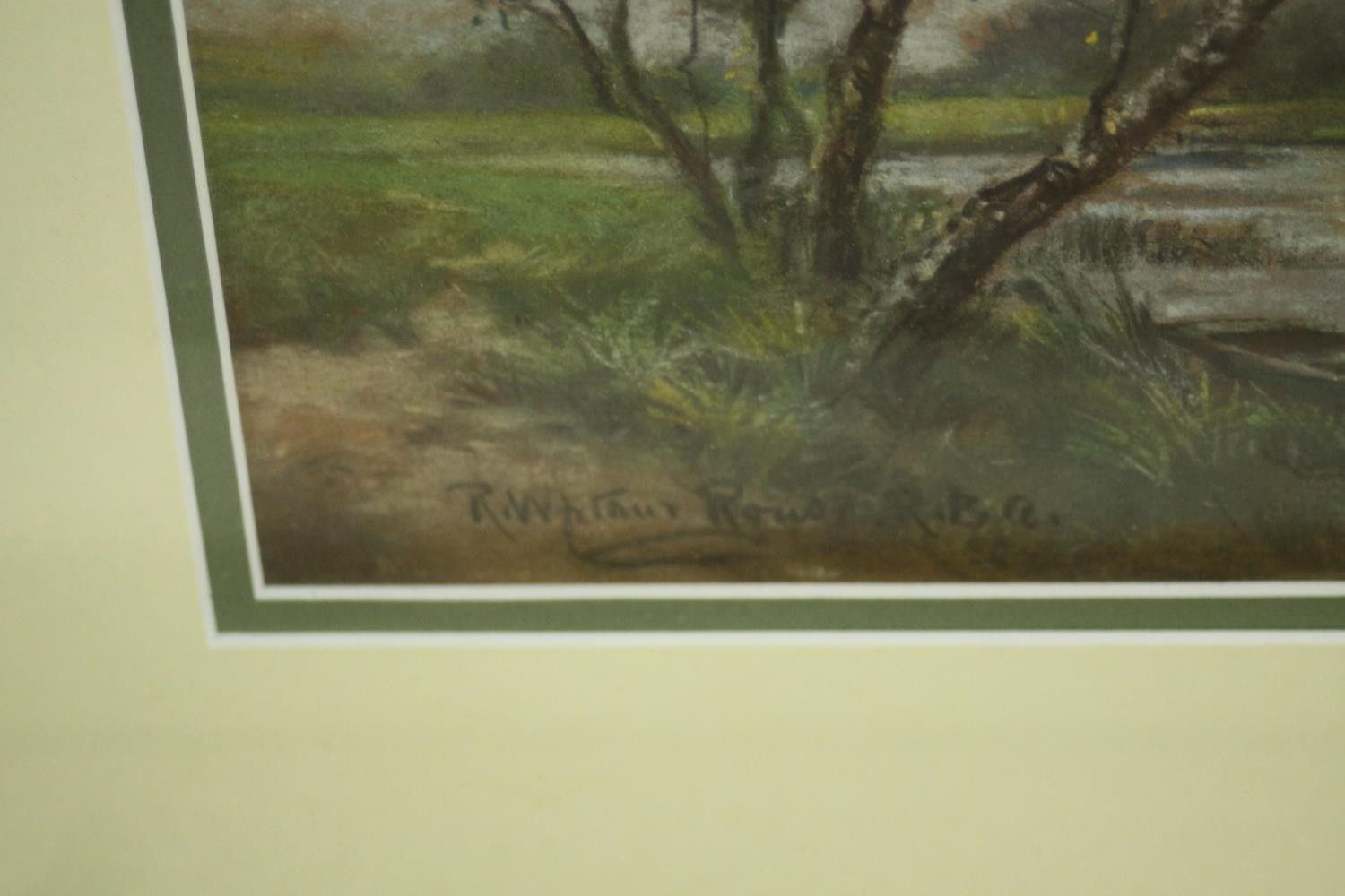 Robert William Arthur Rouse, 19th Century, a pair of pastel river landscapes, signed. H.36 W. - Image 4 of 7