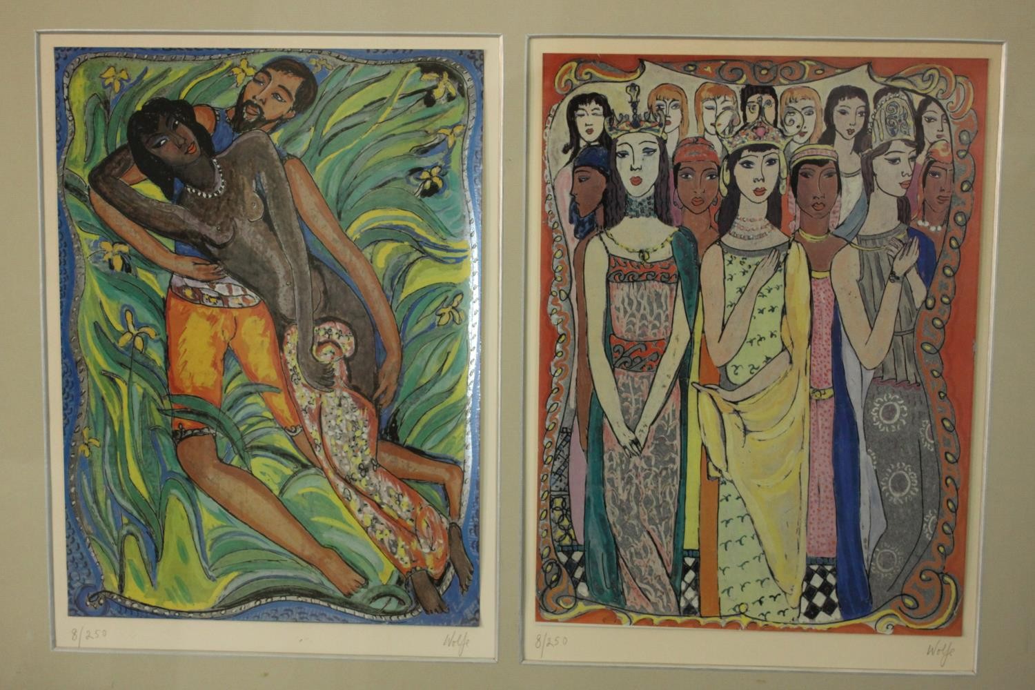 Edward Wolfe (1897-1982), six prints from the Song of Songs, signed and numbered 'Wolfe 8/250' (in - Image 2 of 9