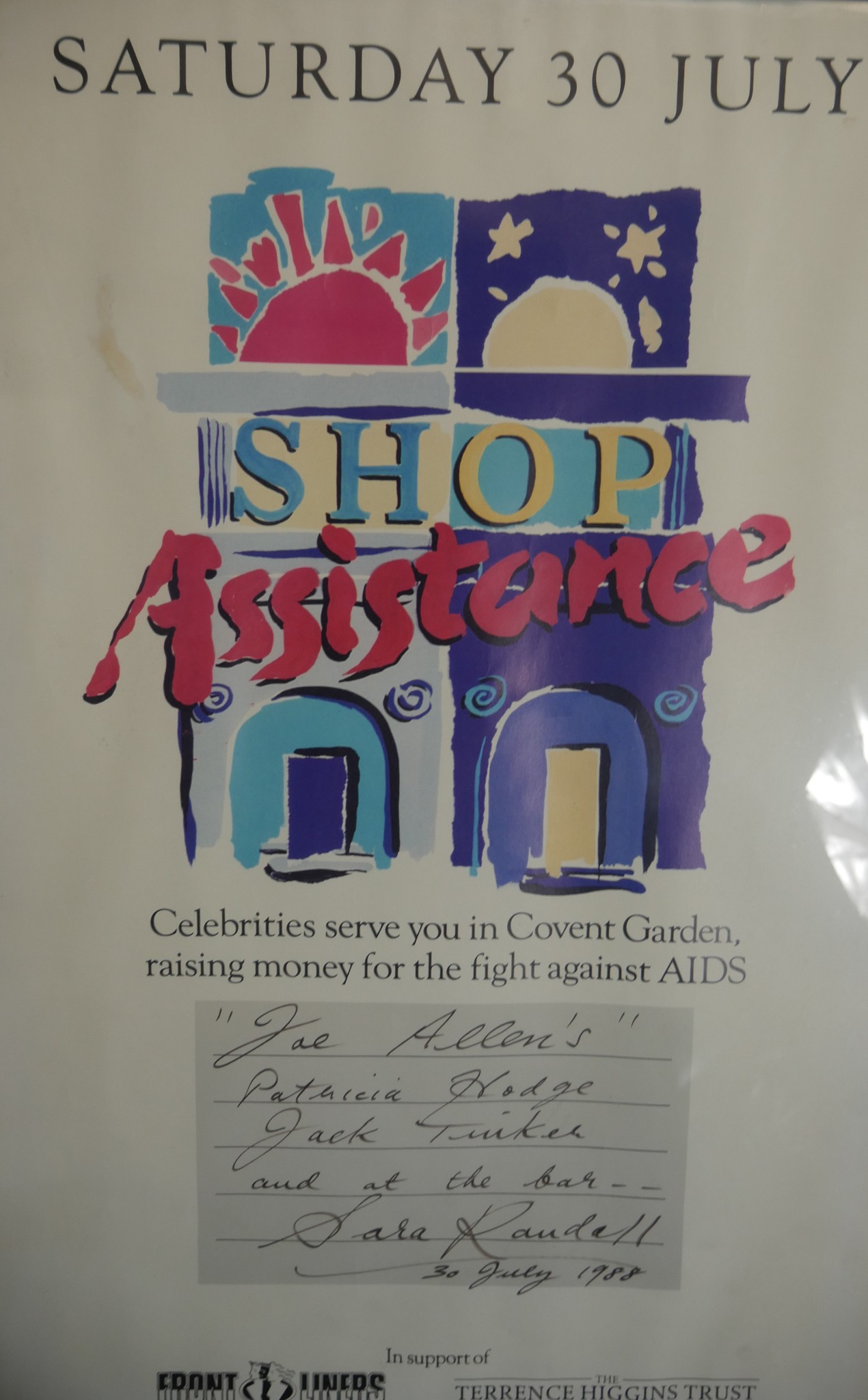 Shop Assistance, Saturday 30th July 1988 poster 'Celebrities serve you in Covent Garden raising - Image 3 of 5