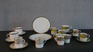 A Royal Staffordshire Pottery Springtime pattern coffee set along with two Wedgwood 'Gold