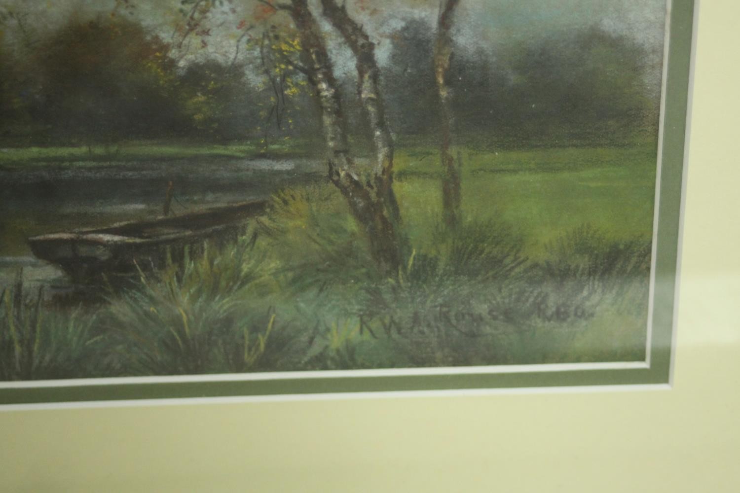 Robert William Arthur Rouse, 19th Century, a pair of pastel river landscapes, signed. H.36 W. - Image 6 of 7