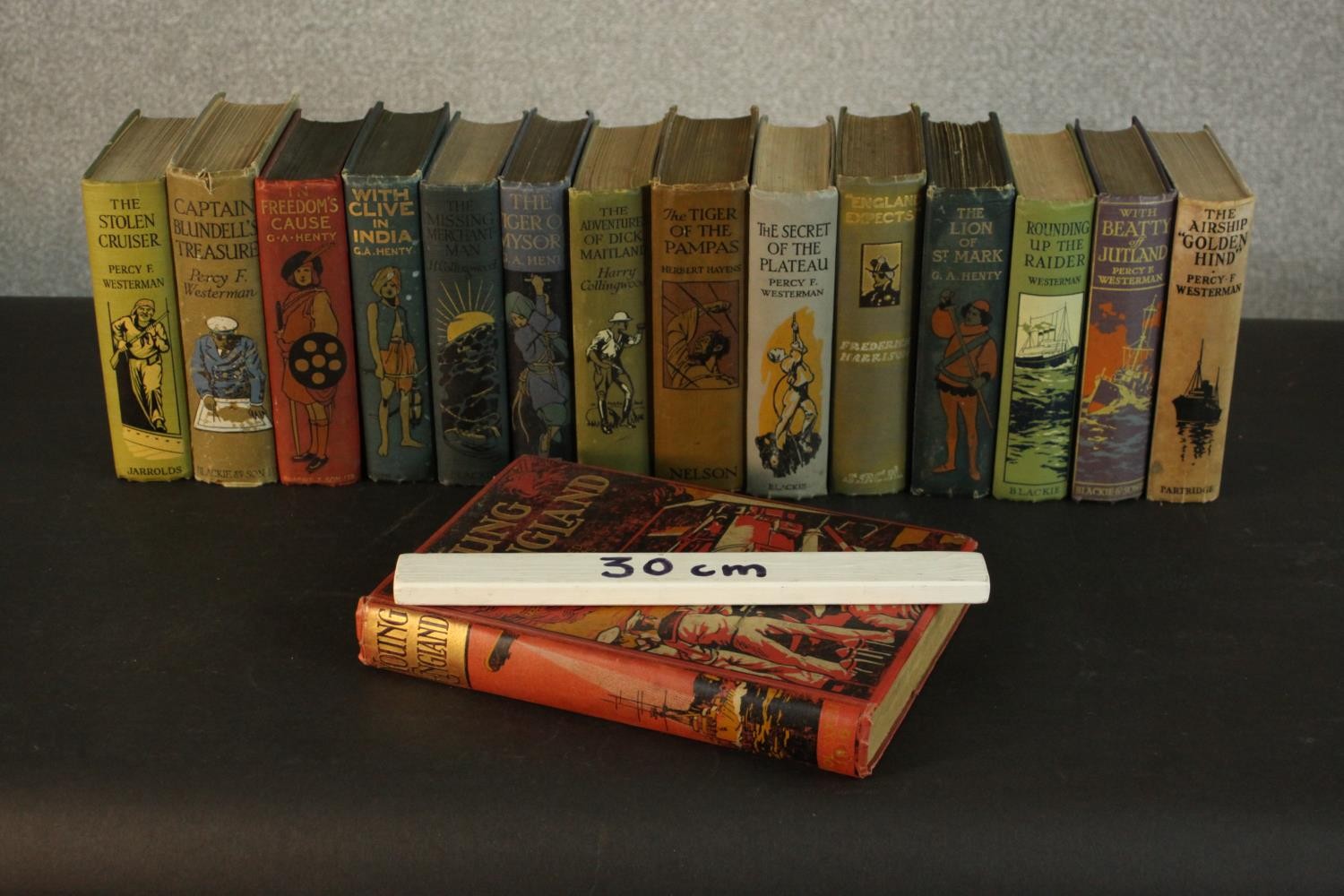 A collection of fourteen early 20th Century ‘Blackie’ boys novels all with decorated covers. Various - Image 2 of 8